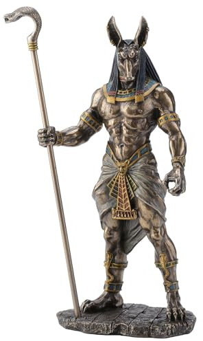 Veronese Design 26,7 cm hohe ägyptische Gott-Anubis mit Kobra-Kopf-Zepter-Statue
