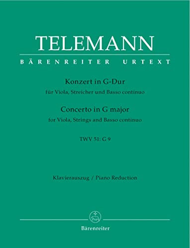 George Philipp Telemann: Conzerto For Viola In G TWV 51: 9 (Viola/Piano). Für Bratsche, Klavierbegleitung