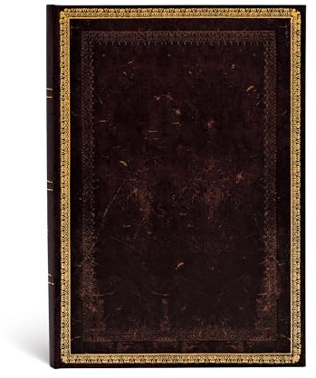 Paperblanks PB3519-0- Faux Leder schwarzes Marokkoleder - Notizbuch Midi Liniert, Midi (180 x 130)