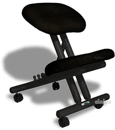 cinius Ergonomischer Stuhl Orthopädischer Kniestuhl Computerstuhl Kniehocker Stoff Schwarz Farbe