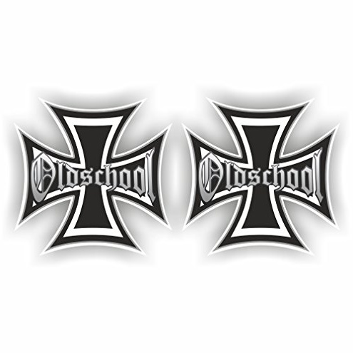 Oldschool Eiserne Kreuz 2X je 8,5x8,5cm - Iron Cross Aufkleber Auto Tuning - OEM & JDM Decal Sticker - Lustige Aufkleber für Car - Autosticker Stickerbomb - Autoaufkleber - Made in Germany