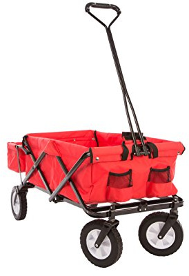 Ultrasport faltbarer Wagen, Bollerwagen, Picknickwagen, Handkarre mit Transporthülle, Rot