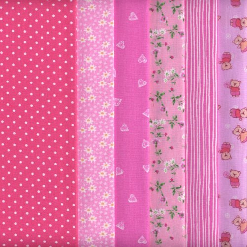 Textiles français Stoffpaket (Rosa) | 6 Stoffe | 100% Baumwolle | 46 x 56 cm