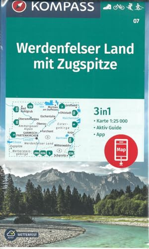 KOMPASS Wanderkarte 07 Werdenfelser Land mit Zugspitze 1:25.000: 3in1 Wanderkarte mit Aktiv Guide inklusive Karte zur offline Verwendung in der KOMPASS-App. Fahrradfahren. Langlaufen.