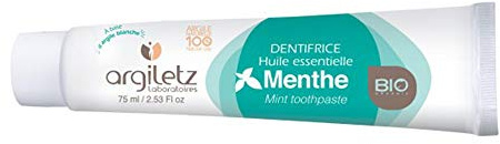 Argiletz Dentifrice à l'argile blanche et à la Menthe bio 75ml