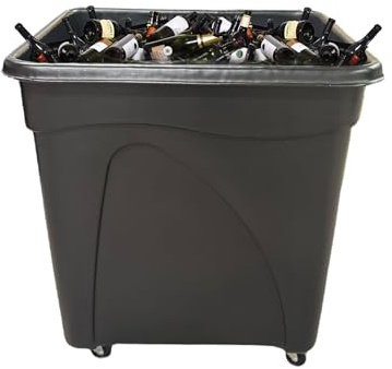 Chabrias Ltd Mobile Glass Bottle Recycling Bin, 250 L Bottle Skip/Bar Truck – Heavy-Duty UK-Made, Leak-Resistant Smooth Interior, Stackable Design, 4 Swivel Castor Wheels – Black