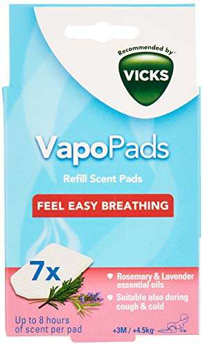 Vicks VapoPads romero y lavanda, Con aceites esenciales, Pack de 7, Compatible con nuestros humidificadores, inhaladores y difusores, Óptimo para resfriados y congestión nasal, VBR7