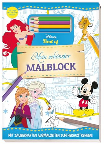 Disney Best of: Mein schönster Malblock: Block mit 4 Farbstiften