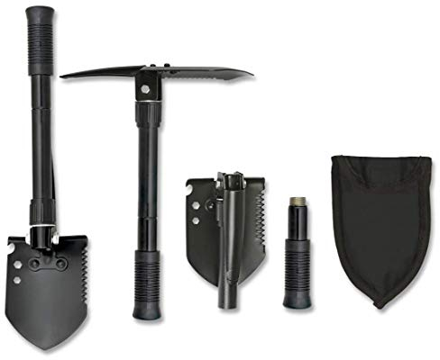 ALBAINOX 33794. Pelle métal survie noire. Taille 40 cm. Pic amovible. Il comprend la gaine en nylon