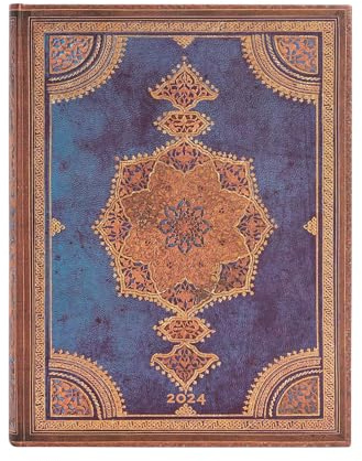 Paperblanks 12-Monatskalender 2024 Safawidisch Indigo | Tagesüberblick | Ultra (180 × 230 mm)