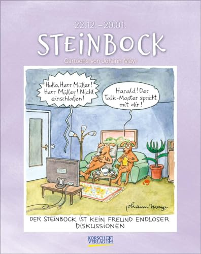 Steinbock 2025: Sternzeichenkalender-Cartoonkalender als Wandkalender im Format 19 x 24 cm.