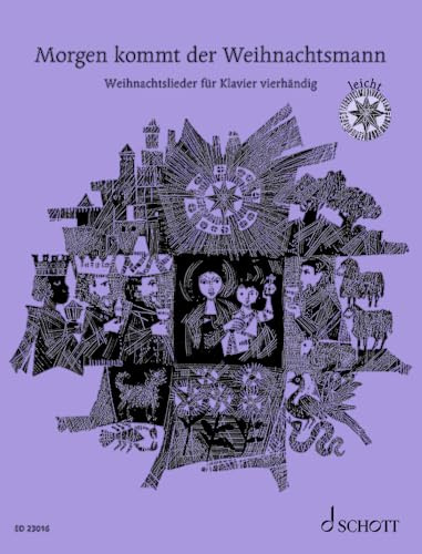 Morgen kommt der Weihnachtsmann: 33 beliebte Weihnachtslieder für Klavier vierhändig. Klavier 4-händig.