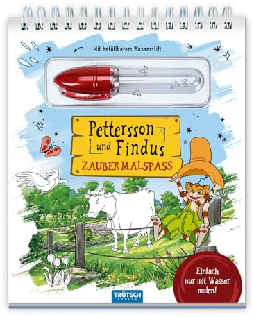 TRÖTSCH - Pettersson und Findus Zaubermalspaß mit Wasserstift Malblock: Malblock mit nachfüllbarem Wassermalstift (Petterson & Findus)