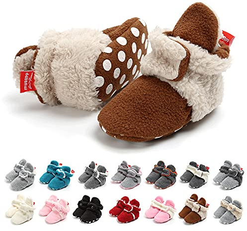 EDOTON Botas de Niño Calcetín Invierno Soft Sole Crib Raya de Caliente Boots de Algodón para Bebés (0-6 meses, Café, Tamaño de etiqueta 11)