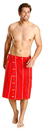 Betz Men Saunakilt with buttons and pocket 100% Cotton size: 55x140 cm colour: red