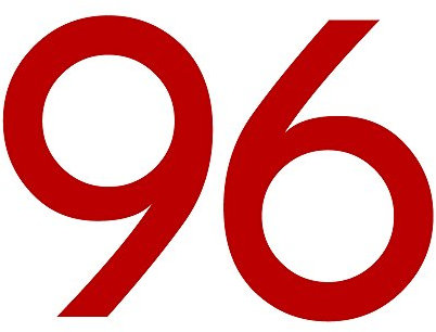 Zahl 96 in rot, 30 cm großer Sticker aus selbstklebender Klebefolie zum aufkleben, wetterfeste Klebezahl