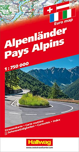 Alpenländer Strassenkarte 1:750 000: Sehenswürdigkeiten, Index (Hallwag Strassenkarten)