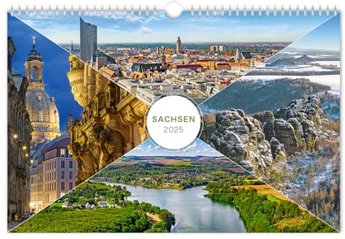 Kalender Sachsen 2025 | 30 x 20 cm | weißes Kalendarium