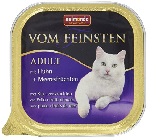 Animonda vom feinsten Våtfoder katt vuxen – med kyckling + skaldjur 32 x 100 g – högkvalitativ premium kattmat, våt spannmålsfri – katt våt mat för katter och katter