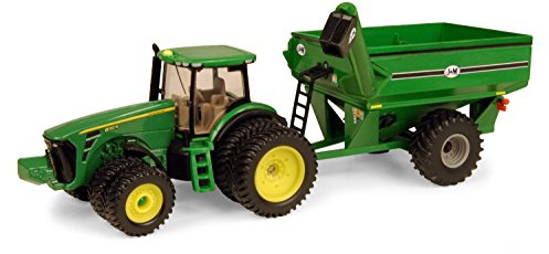 ERTL Big Farm John Deere Tractor Toy with J&M Grain Cart - 1:64 Scale - Farm and Construction Toys - Authentic Die-Cast John Deere Tractor Toys - 8 Years and Up