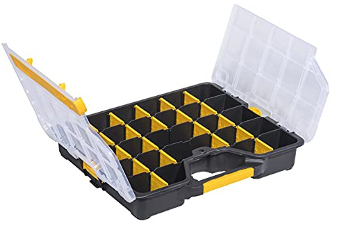 Allit 457420 OrdnungsboxEuroPlus Basic S37/6-20 mit 6 Fächern / 20 Trennwänden, Schwarz, Gelb, Transparent