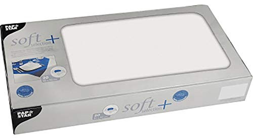 Papstar, 20 Mitteldecken, stoffähnlich, Vlies soft selection plus 80 cm x 80 cm weiss, #84914, Weiß