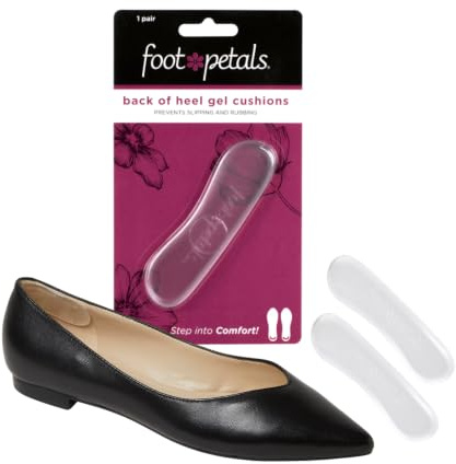 Foot Petals Womens Back of Heel Cushion Inserts, Heel Protectors, Comfortable Heel Grip for Pain Relief and Sizing, 1 Pair, Gel