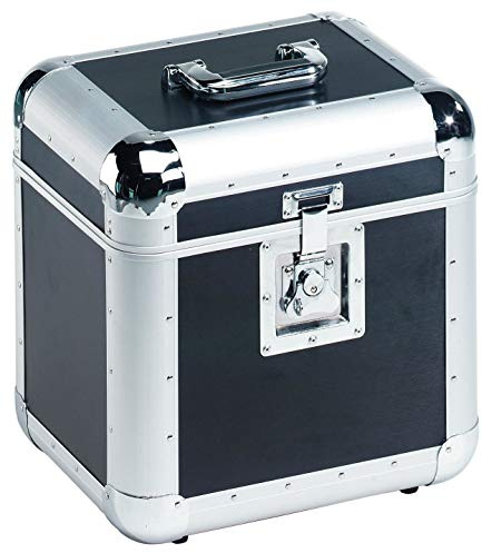 ROADINGER Platten-Case ALU 75/25 abgerundet, sw | Platten-Case im schwarzen Aluminiumgehäuse für 80 LPs