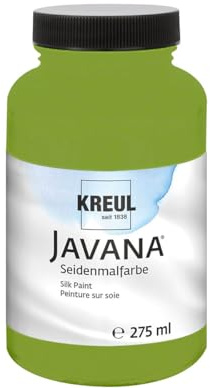 KREUL 8120-275 - Javana Seidenmalfarbe 275 ml, olivgrün, hochpigmentierte und brillante Farbe auf Wasserbasis, mit fließend flüssigem Charakter, dringt tief in die Fasern ein
