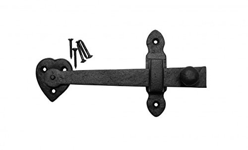 Renovators Supply Manufacturing Black Wrought Iron Heart Gate Latch Barn Fence Door Lock with Mounting Hardware