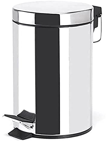 MSV - Cestino per cosmetici da bagno - Acciaio inossidabile con secchio interno rimovibile - Elegante cestino a pedale - Compatto e pratico - Specchio - 5L