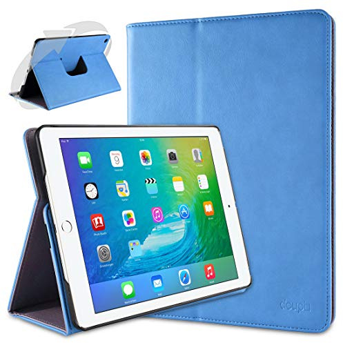doupi Deluxe Schutzhülle für iPad Air 2, Smart Case Sleep/Wake Funktion 360 Grad drehbar Schutz Hülle Ständer Cover Tasche, blau