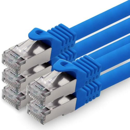 1aTTack.de 5,0m - bleu - 5 pièces - Câble Réseau Ethernet Cat.7 Cat 7 10 GB/s SFTP PIMF LSZH - RJ45 Ethernet Switch LAN DSL Routeur Modem