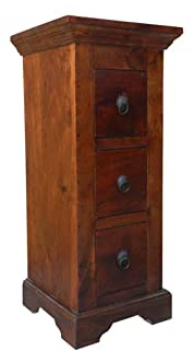 MASSIVMOEBEL24.DE | Oxford Kommode Akazie 33x31x74, Farbe:Dunkelbraun lackiert, Größe:33x31x74 cm (BxTxH)