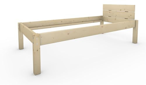 TUGA - Holztech Naturprodukt MASSIVHOLZBETT DAYBETT MASSIV Holz Bett HOLZBETT FSC 300Kg 90 x 200cm unbehandelt EXTRA HÖHE 48cm