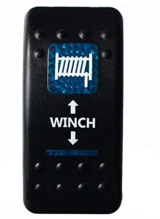 E Support™ Interrupteur à Bascule Commutateur 7 Broches Momentané Lampe Lumière LED Bleu 12V pour Voiture Bateau Winch in Out