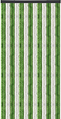 Arsvita Flauschvorhang Türvorhang (90x200 cm) in Grün-Weiß als Insektenschutz für Balkon, Terrasse oder Wohnmobil, Wohnwagen, Pavillon