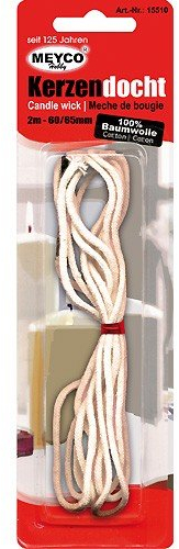 Kerzendocht rund Docht aus Baumwolle für Kerzen und Gläser, Ø 2mm 2 m
