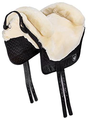 Werner Christ Fellsattel IBERICA Plus baumloser Lammfellsattel im spanischen Stil, Bare-Back-pad, Pferde-Sattel aus echtem Lammfell in Gr. Pony, Fell in Natur