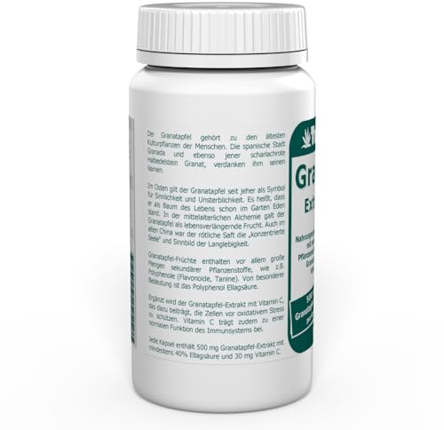 Granatapfelextrakt 500 mg Kapseln 90 Stk. mit mindestens 40% Ellagsäure und 30 mg Vitamin C