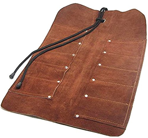 UJ Ramelson Tool Holder for Paper Rolls, Durable, Roll-Up Hanging Pocket Pouch for Chisels, Hammers, Scuffs, and More 10 Pocket Leather