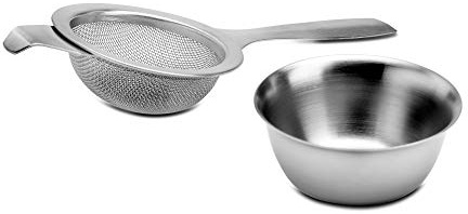 Kilo D10 Colador de té Tradicional de Acero Inoxidable con colector de Goteo para tés de Hojas Sueltas, Verde, Negro