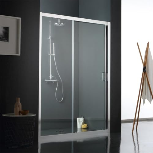 Kiamami Valentina - Feste Tür mit reversibler Schiebetür für bodengleiche Dusche 130 cm | Fly