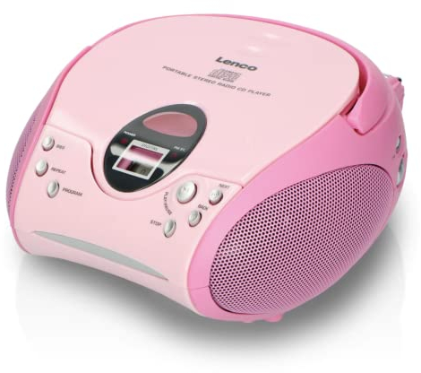 Lenco SCD-24 Stereo UKW-Radio mit CD-Player und Teleskopantenne rosa