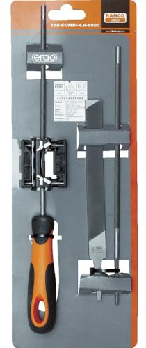 Bahco Chain Saw Files Set Including Filing Guide 168-Combi-4.8-6920