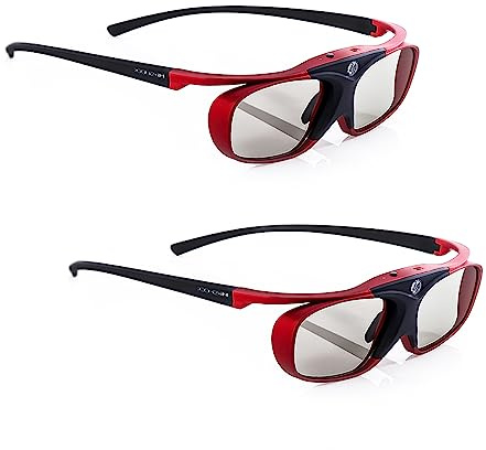2 Gafas 3D Hi-Shock BT Pro Scarlet Heaven activas compatibles con Sony, Samsung 3D TV, compatibles con SSG-3570CR, TDG-BT500A, TY-ER3D5ME, 120 Hz
