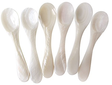 Marycrafts 6er Set Perlmuttlöffel Kaviarlöffel Eierlöffel Caviar Spoons Handarbeit