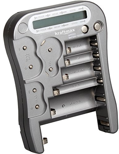 Kraftmax, tester universale per pile e batterie, con display LCD, versione MW333/LX5900, con tester per pile a bottone