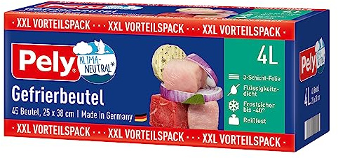 pely 8674 Gefrierbeutel, 4 L, 45 Beutel, Vorteilspack