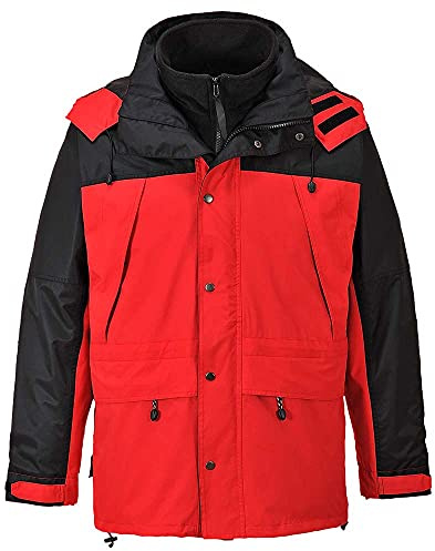 Portwest S532RERM Orkney 3-i-1 andningsbar jacka, vanlig, storlek medium, röd/svart
